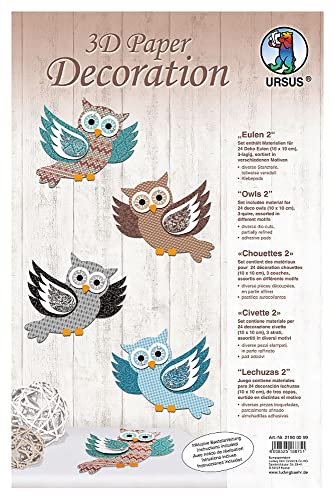 Ursus 21900099 - 3D Paper Dekoration Eulen, blau/beige, Material für 24 Eulen, ca. 10 x 10 cm, 3 lagig, inklusive Bastelanleitung, ideal zum Dekorieren von Karten, Scrapbooking und Geschenken Ursus 21900099 - 3D Paper Dekoration Eulen, blau/beige, Material für 24 Eulen, ca. 10 x 10 cm, 3 lagig, inklusive Bastelanleitung, ideal zum Dekorieren von Karten, Scrapbooking und Geschenken von Ursus