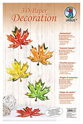 Ursus 21910099 - 3D Paper Dekoration Herbstlaub, Material für 24 Blätter, ca. 9,3 x 8,5 cm, 3 lagig, inklusive Bastelanleitung, ideal zum Dekorieren von Karten, Scrapbooking und Geschenken Ursus 21910099 - 3D Paper Dekoration Herbstlaub, Material für 24 Blätter, ca. 9,3 x 8,5 cm, 3 lagig, inklusive Bastelanleitung, ideal zum Dekorieren von Karten, Scrapbooking und Geschenken von Ursus