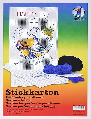 Ursus 2780000 - Stickkarton, ca. 23 x 33 cm, 300 g/qm, 10 Blatt, aus weißem Fotokarton, unbedruckt, ideal für die ersten Strickversuche Ursus 2780000 - Stickkarton, ca. 23 x 33 cm, 300 g/qm, 10 Blatt, aus weißem Fotokarton, unbedruckt, ideal für die ersten Strickversuche von Ursus