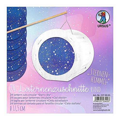 Ursus 2270003 - Laternenzuschnitte, Sternenhimmel Design, Durchmesser von ca. 17,5 cm, 24 runde Zuschnitte aus Transparentpapier 115 g/qm, einseitig bedruckt, ideal für den nächsten Laternenlauf Ursus 2270003 - Laternenzuschnitte, Sternenhimmel Design, Durchmesser von ca. 17,5 cm, 24 runde Zuschnitte aus Transparentpapier 115 g/qm, einseitig bedruckt, ideal für den nächsten Laternenlauf von Ursus