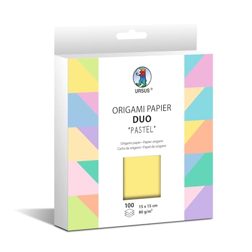 Ursus 22885599F - Origami Papier Duo "Pastell", 100 Blatt 80 g/m², Größe 15 x 15 cm, beidseitig farbiges Faltpapier in verschiedenen Farben, inkl. Faltanleitung Ursus 22885599F - Origami Papier Duo "Pastell", 100 Blatt 80 g/m², Größe 15 x 15 cm, beidseitig farbiges Faltpapier in verschiedenen Farben, inkl. Faltanleitung von Ursus
