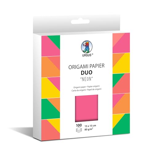 Ursus 22895599F - Origami Papier Duo "Neon", 100 Blatt 80 g/m², Größe 15 x 15 cm, beidseitig farbiges Faltpapier in verschiedenen Farben, inkl. Faltanleitung Ursus 22895599F - Origami Papier Duo "Neon", 100 Blatt 80 g/m², Größe 15 x 15 cm, beidseitig farbiges Faltpapier in verschiedenen Farben, inkl. Faltanleitung von Ursus