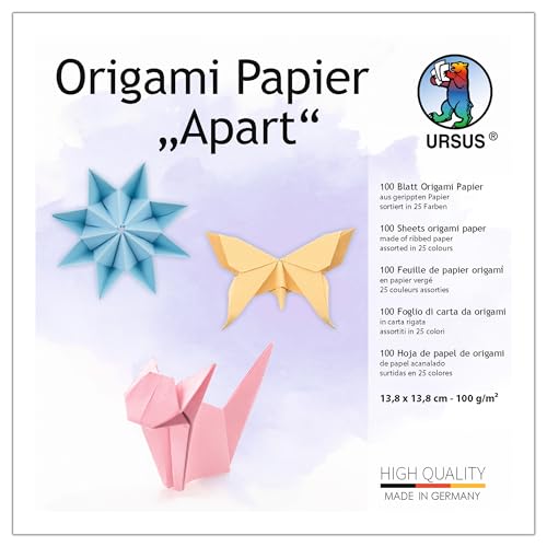 Ursus 2299 55 99 - Origami Papier "Apart", 100 Blatt, 100 g/m², 13,8 x 13,8 cm, 25 Farben sortiert, durchgefärbt & gerippt, Faltpapier zum Basteln, DIY & Deko Ursus 2299 55 99 - Origami Papier "Apart", 100 Blatt, 100 g/m², 13,8 x 13,8 cm, 25 Farben sortiert, durchgefärbt & gerippt, Faltpapier zum Basteln, DIY & Deko von Ursus