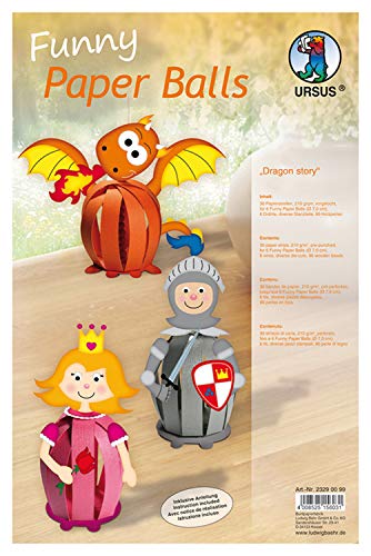 Ursus 23290099 - Funny Paper Balls Dragon story, Material für 6 Funny Paper Balls, Durchmesser ca. 7 8 cm, 30 Papierstreifen mit Zubehör, vorgelocht, inklusive Bastelanleitung, für Kinder Ursus 23290099 - Funny Paper Balls Dragon story, Material für 6 Funny Paper Balls, Durchmesser ca. 7 8 cm, 30 Papierstreifen mit Zubehör, vorgelocht, inklusive Bastelanleitung, für Kinder von Ursus