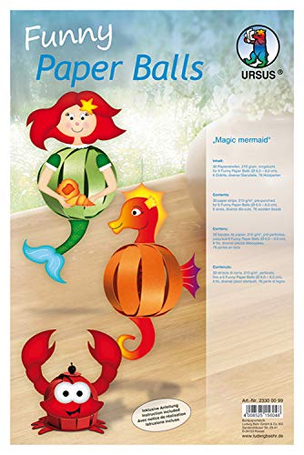 Ursus 23300099 - Funny Paper Balls Magic mermaid, Material für 6 Funny Paper Balls, Durchmesser ca. 7 8 cm, 30 Papierstreifen mit Zubehör, vorgelocht, inklusive Bastelanleitung, für Kinder Ursus 23300099 - Funny Paper Balls Magic mermaid, Material für 6 Funny Paper Balls, Durchmesser ca. 7 8 cm, 30 Papierstreifen mit Zubehör, vorgelocht, inklusive Bastelanleitung, für Kinder von Ursus