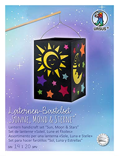 URSUS 2370099 Laternenbastelset Sonne, Mond & Sterne, Größe der Laterne ca. 14 x 20 cm, Komplettset mit Laternenrohling, Tragebügel, Transparentpapier in 7 Farben und Bastelanleitung, Papier, bunt URSUS 2370099 Laternenbastelset Sonne, Mond & Sterne, Größe der Laterne ca. 14 x 20 cm, Komplettset mit Laternenrohling, Tragebügel, Transparentpapier in 7 Farben und Bastelanleitung, Papier, bunt von Ursus