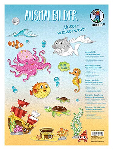Ursus 24420001 - Ausmalbilder Unterwasserwelt, weiß, 8 Blatt, ca. 24,8 x 33 cm, aus Fotokarton 300 g/qm, einseitig bedruckt, gelasert, 55 Stanzteile in verschiedenen Größen, für Jungen und Mädchen Ursus 24420001 - Ausmalbilder Unterwasserwelt, weiß, 8 Blatt, ca. 24,8 x 33 cm, aus Fotokarton 300 g/qm, einseitig bedruckt, gelasert, 55 Stanzteile in verschiedenen Größen, für Jungen und Mädchen von Ursus