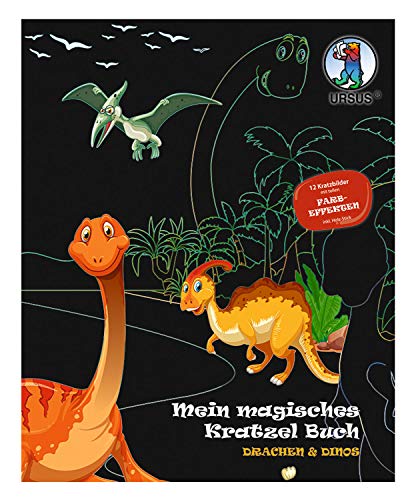 Ursus 24530002F - Mein magisches Kratzelbuch Drachen & Dinos, Kratzbildern, ca. 21 x 26 cm groß, mit tollen Farbeffekten und 12 Mandalas zum Ausmalen, inklusive Holz-Stick, bunt Ursus 24530002F - Mein magisches Kratzelbuch Drachen & Dinos, Kratzbildern, ca. 21 x 26 cm groß, mit tollen Farbeffekten und 12 Mandalas zum Ausmalen, inklusive Holz-Stick, bunt von Ursus