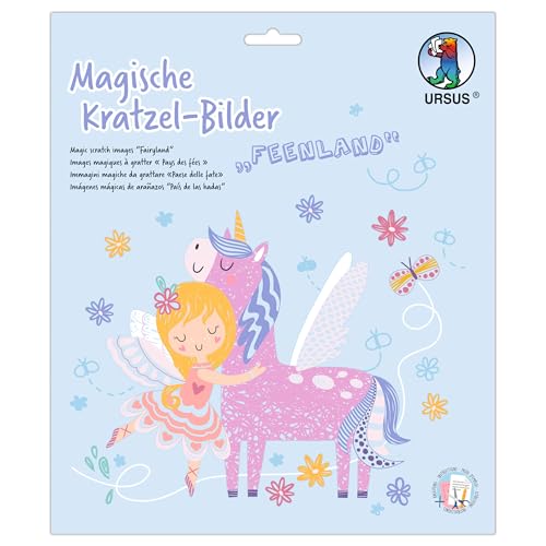 Ursus 2456 00 01F - Magische Kratzbilder "Feenland", 4 Motive, 21 x 21 cm, mit Bambus Stift und Bastelanleitung, DIY Set zum Freikratzen, Kreatives Bastelset Ursus 2456 00 01F - Magische Kratzbilder "Feenland", 4 Motive, 21 x 21 cm, mit Bambus Stift und Bastelanleitung, DIY Set zum Freikratzen, Kreatives Bastelset von Ursus