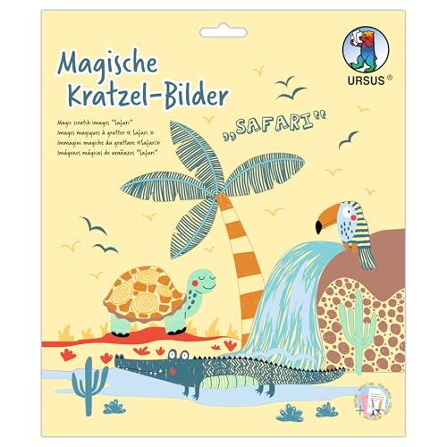 Ursus 2456 00 02F - Magische Kratzbilder "Safari", 4 Motive, 21 x 21 cm, mit Bambus Stift und Bastelanleitung, DIY Set zum Freikratzen, Kreatives Bastelset Ursus 2456 00 02F - Magische Kratzbilder "Safari", 4 Motive, 21 x 21 cm, mit Bambus Stift und Bastelanleitung, DIY Set zum Freikratzen, Kreatives Bastelset von Ursus