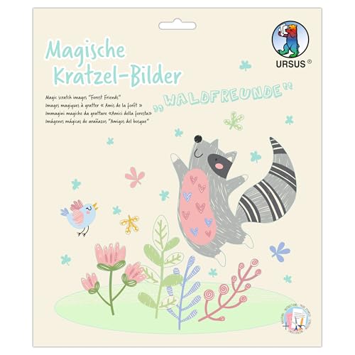 Ursus 2456 00 03F - Magische Kratzbilder "Waldfreunde", 4 Motive, 21 x 21 cm, mit Bambus Stift und Bastelanleitung, DIY Set zum Freikratzen, Kreatives Bastelset Ursus 2456 00 03F - Magische Kratzbilder "Waldfreunde", 4 Motive, 21 x 21 cm, mit Bambus Stift und Bastelanleitung, DIY Set zum Freikratzen, Kreatives Bastelset von Ursus