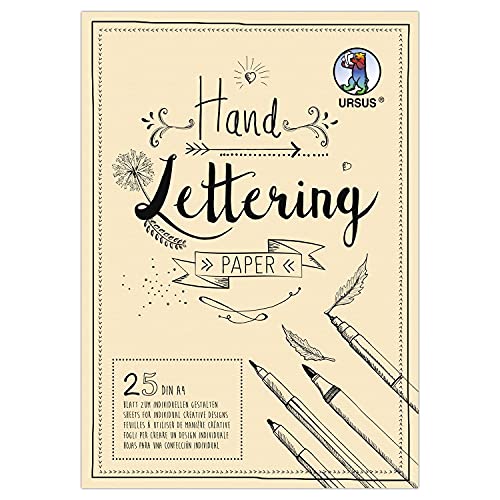 Ursus 24924610 - Handlettering Paper, Creme, DIN A4, 210 g/qm, 25 Blatt Tonkarton, ideale Grundlage zum individuellen Gestalten von Buchstaben von Ursus