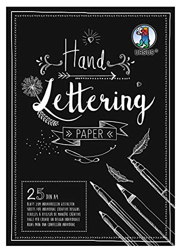 Ursus 24924690 - Handlettering Paper, schwarz, DIN A4, 210 g/qm, 25 Blatt Tonkarton, ideale Grundlage zum individuellen Gestalten von Buchstaben von Ursus