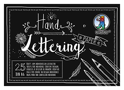 Ursus 24926490 - Handlettering Paper, schwarz, DIN A6, 210 g/qm, 25 Blatt Tonkarton, ideale Grundlage zum individuellen Gestalten von Buchstaben von Ursus