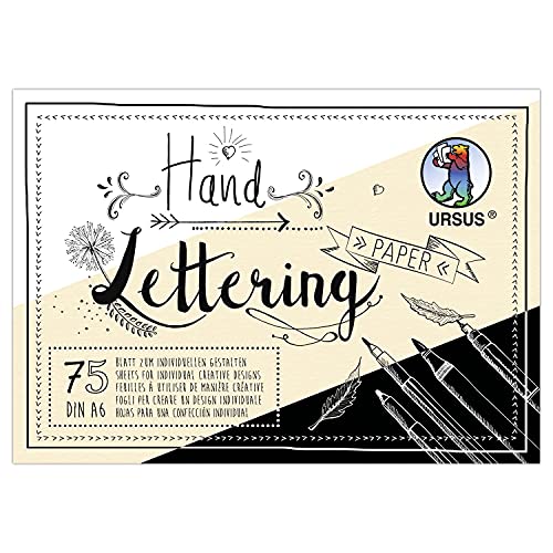 Ursus 24946499 - Handlettering Paper, Colour Mix, DIN A6, 200 + 210 g/qm, 75 Blatt Tonkarton in Weiß, Creme und Schwarz, ideale Grundlage zum individuellen Gestalten von Buchstaben, bunt von Ursus