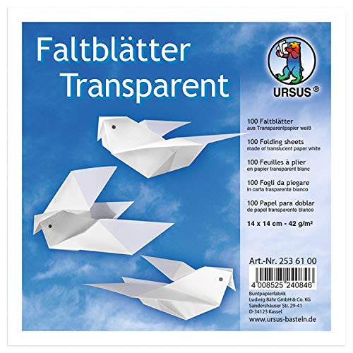 Ursus 2536100 - Faltblätter Transparentpapier, weiß, 42 g, ca. 14 x 14 cm, 100 Blatt Ursus 2536100 - Faltblätter Transparentpapier, weiß, 42 g, ca. 14 x 14 cm, 100 Blatt von Ursus