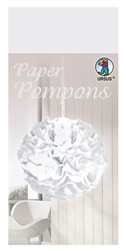 Ursus 27010000 Paper Pompons weiß, aus Seidenpapier 20 g/qm, ca. 50 x 70 cm, 10 Bogen in einer Farbe, inklusive Bastelanleitung, ideale Dekoration für jede Party von Ursus