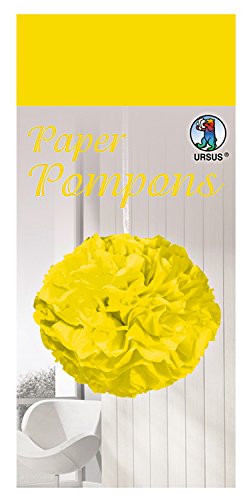 Ursus 27010012 Paper Pompons citronengelb, aus Seidenpapier 20 g/qm, ca. 50 x 70 cm, 10 Bogen in einer Farbe, inklusive Bastelanleitung, ideale Dekoration für jede Party von Ursus
