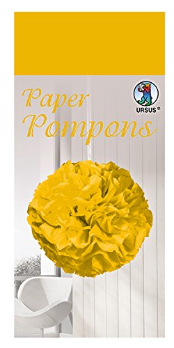 Ursus 27010014 Paper Pompons goldgelb, aus Seidenpapier 20 g/qm, ca. 50 x 70 cm, 10 Bogen in einer Farbe, inklusive Bastelanleitung, ideale Dekoration für jede Party von Ursus