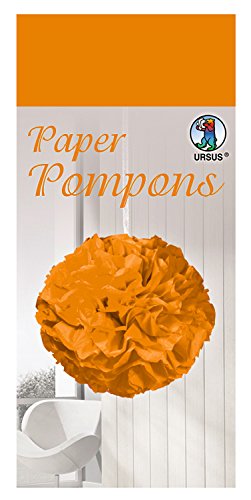 Ursus 27010041 Paper Pompons orange, aus Seidenpapier 20 g/qm, ca. 50 x 70 cm, 10 Bogen in einer Farbe, inklusive Bastelanleitung, ideale Dekoration für jede Party von Ursus