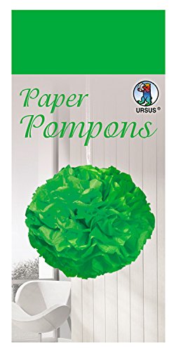 Ursus 27010054 Paper Pompons giftgrün, aus Seidenpapier 20 g/qm, ca. 50 x 70 cm, 10 Bogen in einer Farbe, inklusive Bastelanleitung, ideale Dekoration für jede Party von Ursus