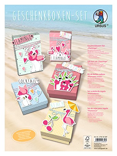 Ursus 27940099F - Geschenkboxen Set Flamingo, Set für 2 große Geschenkboxen und 3 kleine Boxen, vorgestanzt und genutet, inklusive Bastelanleitung, ideal für kleine Überraschungen Ursus 27940099F - Geschenkboxen Set Flamingo, Set für 2 große Geschenkboxen und 3 kleine Boxen, vorgestanzt und genutet, inklusive Bastelanleitung, ideal für kleine Überraschungen von Ursus
