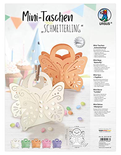 Ursus 28190099 - Mini Schmetterling, Set mit Materialien für 5 kleine Taschen, aus Fotokarton 300 g/qm, gelasert und genutet, mit 5 Blatt in verschiedenen Farben, inklusive Bastelanleitung, Multi Ursus 28190099 - Mini Schmetterling, Set mit Materialien für 5 kleine Taschen, aus Fotokarton 300 g/qm, gelasert und genutet, mit 5 Blatt in verschiedenen Farben, inklusive Bastelanleitung, Multi von Ursus