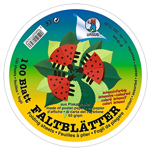 Ursus 2837399 Faltblätter intensiv, Durchmesser ca. 18 cm, 65 g/qm, 100 Blatt in 10 verschiedenen Farben, aus Plakatpapier, durchgefärbt, ideale Grundlage für kreative Bastelarbeiten Ursus 2837399 Faltblätter intensiv, Durchmesser ca. 18 cm, 65 g/qm, 100 Blatt in 10 verschiedenen Farben, aus Plakatpapier, durchgefärbt, ideale Grundlage für kreative Bastelarbeiten von Ursus