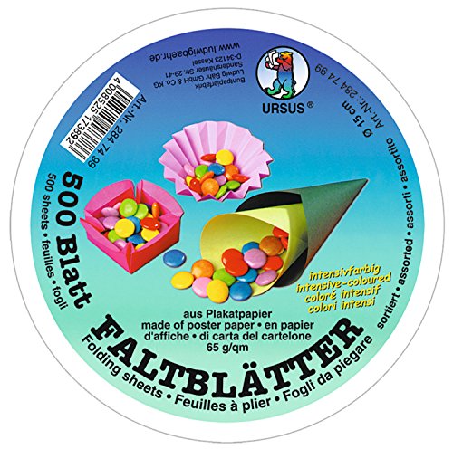 Ursus 2847499 Faltblätter intensiv, Durchmesser ca. 15 cm, 65 g/qm, 500 Blatt in 10 verschiedenen Farben, aus Plakatpapier, durchgefärbt, ideale Grundlage für kreative Bastelarbeiten Ursus 2847499 Faltblätter intensiv, Durchmesser ca. 15 cm, 65 g/qm, 500 Blatt in 10 verschiedenen Farben, aus Plakatpapier, durchgefärbt, ideale Grundlage für kreative Bastelarbeiten von Ursus