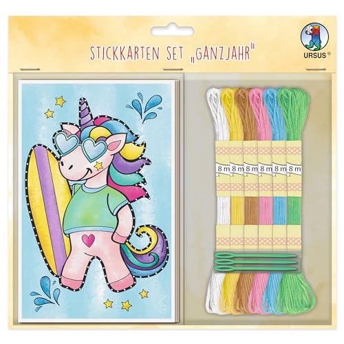 Ursus 3070099F - Stickkarten Set, Ganzjahr, Sortiert Bunt, ca. 11 x 17 cm, zum Besticken von 10 bunten Motivkarten 250 g/m², mit 6 Docken Stickgarn in verschiedenen Farben und 3 Sticknadeln Ursus 3070099F - Stickkarten Set, Ganzjahr, Sortiert Bunt, ca. 11 x 17 cm, zum Besticken von 10 bunten Motivkarten 250 g/m², mit 6 Docken Stickgarn in verschiedenen Farben und 3 Sticknadeln von Ursus