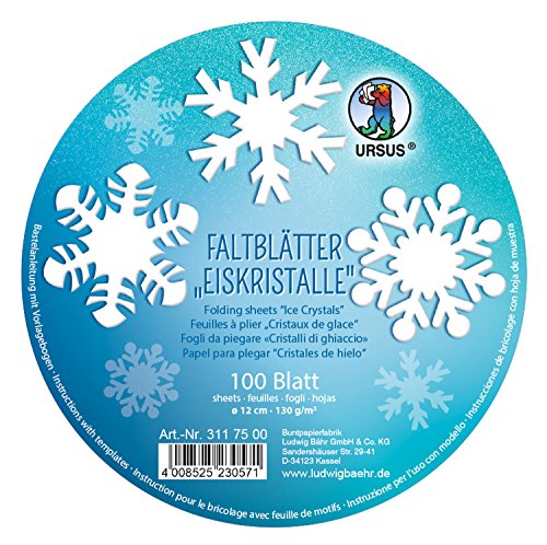 Ursus 3117500 - Faltblätter Eiskristalle, 100 Blatt Tonzeichenpapier 130 g/qm, hochweiß, Durchmesser ca. 12 cm, durchgefärbt, hohe Farbbrillanz und Lichtbeständigkeit, inklusive Bastelanleitung Ursus 3117500 - Faltblätter Eiskristalle, 100 Blatt Tonzeichenpapier 130 g/qm, hochweiß, Durchmesser ca. 12 cm, durchgefärbt, hohe Farbbrillanz und Lichtbeständigkeit, inklusive Bastelanleitung von Ursus