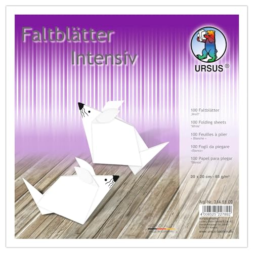 Ursus 3145100 - Faltblätter Uni intensiv, weiß, ca. 20 x 20 cm, 65 g/qm, 100 Blatt, aus Plakatpapier, durchgefärbt, für kleine und große Origami Künstler, ideal für vielseitige Bastelarbeiten Ursus 3145100 - Faltblätter Uni intensiv, weiß, ca. 20 x 20 cm, 65 g/qm, 100 Blatt, aus Plakatpapier, durchgefärbt, für kleine und große Origami Künstler, ideal für vielseitige Bastelarbeiten von Ursus
