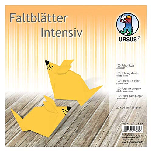 Ursus 3145119 - Faltblätter Uni intensiv, maisgelb, ca. 20 x 20 cm, 65 g/qm, 100 Blatt, aus Plakatpapier, durchgefärbt, für kleine und große Origami Künstler, ideal für vielseitige Bastelarbeiten Ursus 3145119 - Faltblätter Uni intensiv, maisgelb, ca. 20 x 20 cm, 65 g/qm, 100 Blatt, aus Plakatpapier, durchgefärbt, für kleine und große Origami Künstler, ideal für vielseitige Bastelarbeiten von Ursus