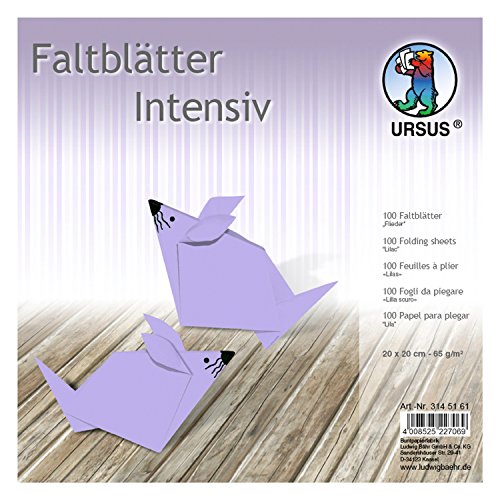 Ursus 3145161 - Faltblätter Uni intensiv, flieder, ca. 20 x 20 cm, 65 g/qm, 100 Blatt, aus Plakatpapier, durchgefärbt, für kleine und große Origami Künstler, ideal für vielseitige Bastelarbeiten von Ursus