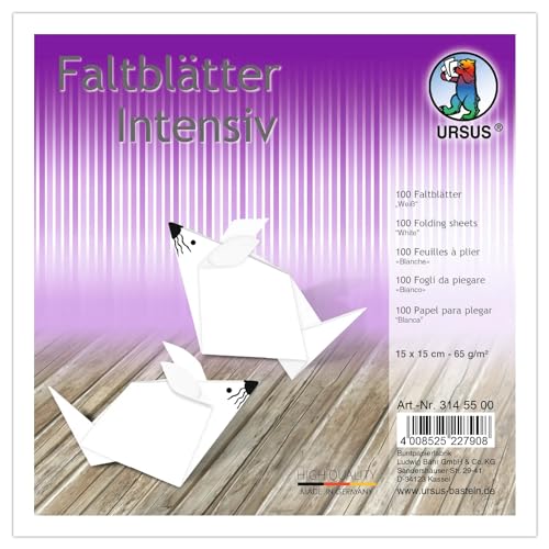 Ursus 3145500 - Faltblätter Uni intensiv, weiß, ca. 15 x 15 cm, 65 g/qm, 100 Blatt, aus Plakatpapier, durchgefärbt, für kleine und große Origami Künstler, ideal für vielseitige Bastelarbeiten Ursus 3145500 - Faltblätter Uni intensiv, weiß, ca. 15 x 15 cm, 65 g/qm, 100 Blatt, aus Plakatpapier, durchgefärbt, für kleine und große Origami Künstler, ideal für vielseitige Bastelarbeiten von Ursus