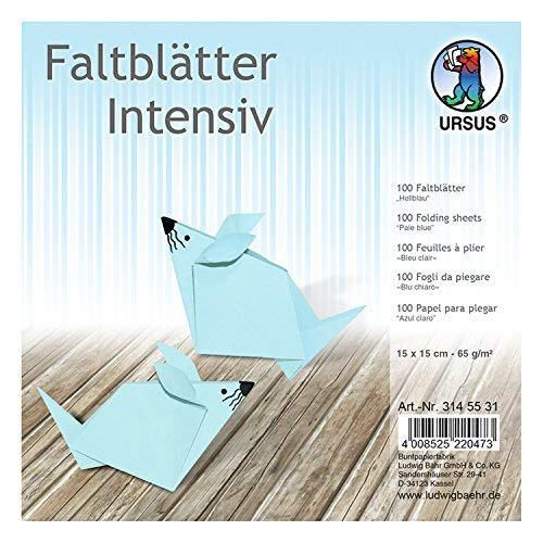 Ursus 3145531 - Faltblätter Uni intensiv, hellblau, ca. 15 x 15 cm, 65 g/qm, 100 Blatt, aus Plakatpapier, durchgefärbt, für kleine und große Origami Künstler, ideal für vielseitige Bastelarbeiten Ursus 3145531 - Faltblätter Uni intensiv, hellblau, ca. 15 x 15 cm, 65 g/qm, 100 Blatt, aus Plakatpapier, durchgefärbt, für kleine und große Origami Künstler, ideal für vielseitige Bastelarbeiten von Ursus