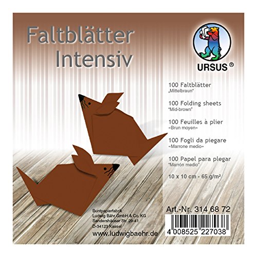 Ursus 3146872 - Faltblätter Uni intensiv, mittelbraun, ca. 10 x 10 cm, 65 g/qm, 100 Blatt, aus Plakatpapier, durchgefärbt, für kleine und große Origami Künstler, ideal für vielseitige Bastelarbeiten Ursus 3146872 - Faltblätter Uni intensiv, mittelbraun, ca. 10 x 10 cm, 65 g/qm, 100 Blatt, aus Plakatpapier, durchgefärbt, für kleine und große Origami Künstler, ideal für vielseitige Bastelarbeiten von Ursus