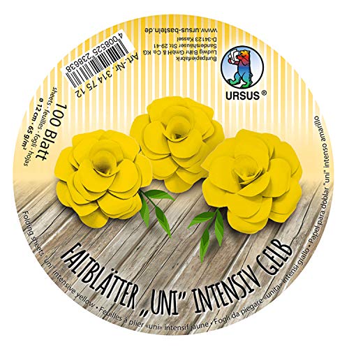 Ursus 3147512 - Faltblätter Rund Uni intensiv, gelb, 100 Blatt, aus Plakatpapier, 65 g/qm, Durchmesser ca. 12 cm, durchgefärbt, ideal zum Falten von Papierblüten und blumen Ursus 3147512 - Faltblätter Rund Uni intensiv, gelb, 100 Blatt, aus Plakatpapier, 65 g/qm, Durchmesser ca. 12 cm, durchgefärbt, ideal zum Falten von Papierblüten und blumen von Ursus