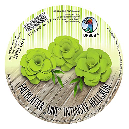 Ursus 3147551 - Faltblätter Rund Uni intensiv, hellgrün, 100 Blatt, aus Plakatpapier, 65 g/qm, Durchmesser ca. 12 cm, durchgefärbt, ideal zum Falten von Papierblüten und blumen Ursus 3147551 - Faltblätter Rund Uni intensiv, hellgrün, 100 Blatt, aus Plakatpapier, 65 g/qm, Durchmesser ca. 12 cm, durchgefärbt, ideal zum Falten von Papierblüten und blumen von Ursus