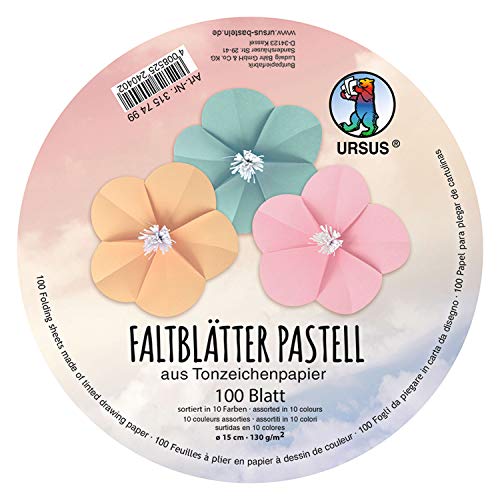 Ursus 3157499 - Faltblätter Pastell, rund, Durchmesser ca. 15 cm, 100 Blatt in 10 verschiedenen Farben, aus Tonzeichenpapier 130 g/qm, durchgefärbt, hohe Farbbrillianz und Lichtbeständigkeit Ursus 3157499 - Faltblätter Pastell, rund, Durchmesser ca. 15 cm, 100 Blatt in 10 verschiedenen Farben, aus Tonzeichenpapier 130 g/qm, durchgefärbt, hohe Farbbrillianz und Lichtbeständigkeit von Ursus
