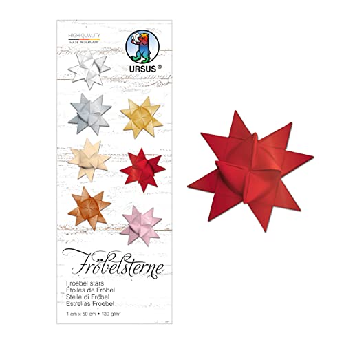 Ursus 3200022 - Papierstreifen für Fröbelsterne, rubinrot, aus Tonzeichenpapier 130 g/qm, ca. 1 x 50 cm, 100 Streifen für ca. 25 Sterne, Bastelklassiker zur Weihnachtszeit Ursus 3200022 - Papierstreifen für Fröbelsterne, rubinrot, aus Tonzeichenpapier 130 g/qm, ca. 1 x 50 cm, 100 Streifen für ca. 25 Sterne, Bastelklassiker zur Weihnachtszeit von Ursus