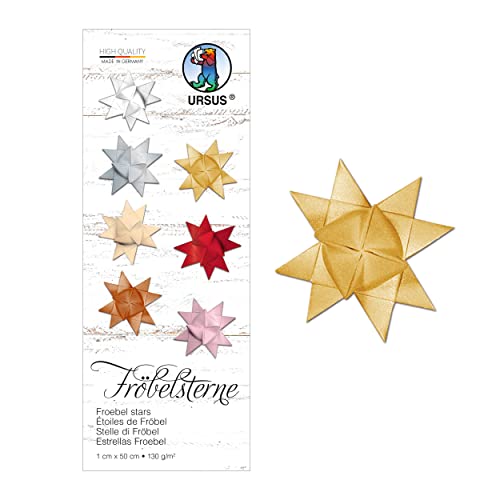 Ursus 3200078 - Papierstreifen für Fröbelsterne, gold matt, aus Tonzeichenpapier 130 g/qm, ca. 1 x 50 cm, 100 Streifen für ca. 25 Sterne, Bastelklassiker zur Weihnachtszeit Ursus 3200078 - Papierstreifen für Fröbelsterne, gold matt, aus Tonzeichenpapier 130 g/qm, ca. 1 x 50 cm, 100 Streifen für ca. 25 Sterne, Bastelklassiker zur Weihnachtszeit von Ursus