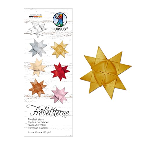 Ursus 3200079 - Papierstreifen für Fröbelsterne, gold, aus Tonzeichenpapier 130 g/qm, ca. 1 x 50 cm, 100 Streifen für ca. 25 Sterne, Bastelklassiker zur Weihnachtszeit Ursus 3200079 - Papierstreifen für Fröbelsterne, gold, aus Tonzeichenpapier 130 g/qm, ca. 1 x 50 cm, 100 Streifen für ca. 25 Sterne, Bastelklassiker zur Weihnachtszeit von Ursus