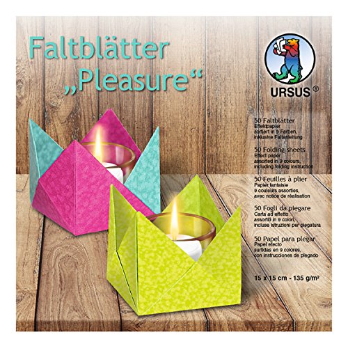 Ursus 3305599 - Faltblätter Pleasure, 135 g/qm, ca. 15 x 15 cm, 50 Blatt in 9 Farben, Effektpapier, beidseitig bedruckt, inklusive Faltanleitung, ideale Grundlage für kreative Bastelarbeiten Ursus 3305599 - Faltblätter Pleasure, 135 g/qm, ca. 15 x 15 cm, 50 Blatt in 9 Farben, Effektpapier, beidseitig bedruckt, inklusive Faltanleitung, ideale Grundlage für kreative Bastelarbeiten von Ursus