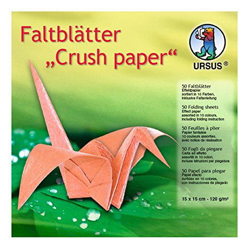 Ursus 3325599 - Faltblätter Crush Paper, 120 g/qm, ca. 15 x 15 cm, 50 Blatt in 10 verschiedenen Farben, Effektpapier, beidseitig bedruckt, inklusive Faltanleitung, ideal für kreative Bastelarbeiten Ursus 3325599 - Faltblätter Crush Paper, 120 g/qm, ca. 15 x 15 cm, 50 Blatt in 10 verschiedenen Farben, Effektpapier, beidseitig bedruckt, inklusive Faltanleitung, ideal für kreative Bastelarbeiten von Ursus