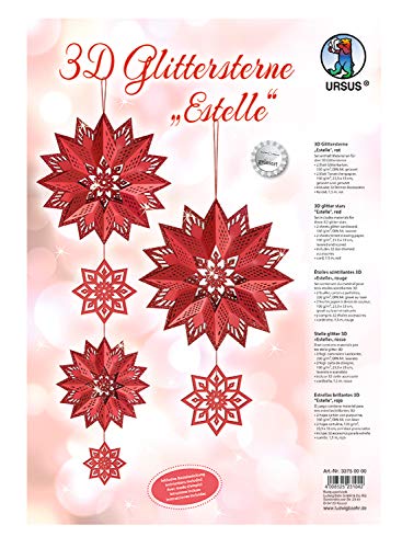 Ursus 33750000 - Glitterstern 3D Estelle, rot, Material für 3 Sterne, in verschiedenen Größen, inklusive Sternen Accessoires und Bastelanleitung, ideal für die weihnachtliche Bastelzeit Ursus 33750000 - Glitterstern 3D Estelle, rot, Material für 3 Sterne, in verschiedenen Größen, inklusive Sternen Accessoires und Bastelanleitung, ideal für die weihnachtliche Bastelzeit von Ursus