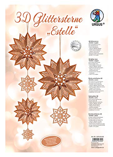 Ursus 33760000 - Glitterstern 3D Estelle, kupfer, Material für 3 Sterne, in verschiedenen Größen, inklusive Sternen Accessoires und Bastelanleitung, ideal für die weihnachtliche Bastelzeit Ursus 33760000 - Glitterstern 3D Estelle, kupfer, Material für 3 Sterne, in verschiedenen Größen, inklusive Sternen Accessoires und Bastelanleitung, ideal für die weihnachtliche Bastelzeit von Ursus