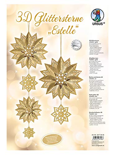 Ursus 33770000 - Glitterstern 3D Estelle, gold, Material für 3 Sterne, in verschiedenen Größen, inklusive Sternen Accessoires und Bastelanleitung, ideal für die weihnachtliche Bastelzeit Ursus 33770000 - Glitterstern 3D Estelle, gold, Material für 3 Sterne, in verschiedenen Größen, inklusive Sternen Accessoires und Bastelanleitung, ideal für die weihnachtliche Bastelzeit von Ursus