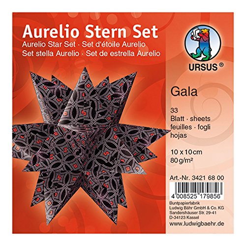Ursus 34216800 - Faltblätter Aurelio Stern Gala, schwarz / rosa / rot, 33 Blatt, aus Papier 80 g/qm, ca. 10 x 10 cm, beidseitig bedruckt, ideal als Weihnachtsdeko Ursus 34216800 - Faltblätter Aurelio Stern Gala, schwarz / rosa / rot, 33 Blatt, aus Papier 80 g/qm, ca. 10 x 10 cm, beidseitig bedruckt, ideal als Weihnachtsdeko von Ursus