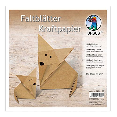 Ursus 3425100 - Faltblätter Kraftpapier, ca. 20 x 20 cm, aus Natron Kraftpapier, 80 g/qm, 100 Blatt, gerippt, für kleine und große Origami Künstler, ideal für kreative Bastelarbeiten Ursus 3425100 - Faltblätter Kraftpapier, ca. 20 x 20 cm, aus Natron Kraftpapier, 80 g/qm, 100 Blatt, gerippt, für kleine und große Origami Künstler, ideal für kreative Bastelarbeiten von Ursus